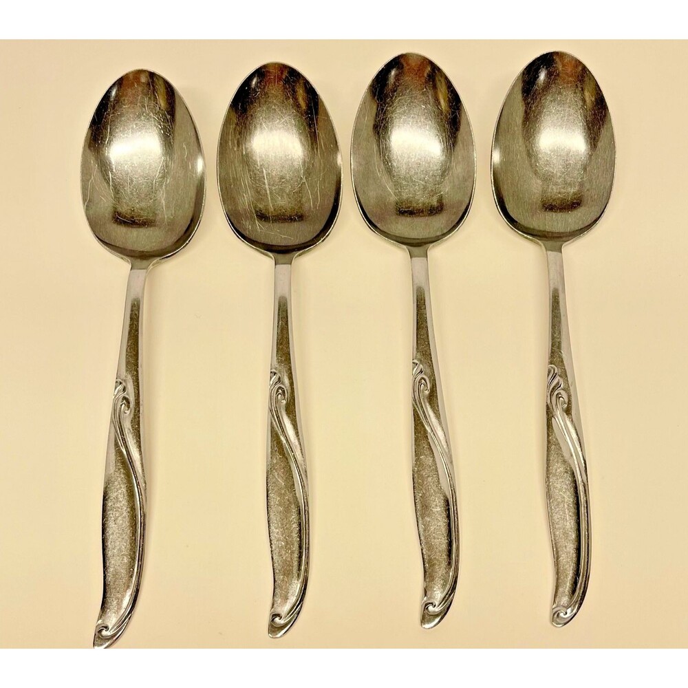 Vintage Armack  AMK9 Stainless Steel Flatware Set of (4)-7" Soup Spoons-Japan